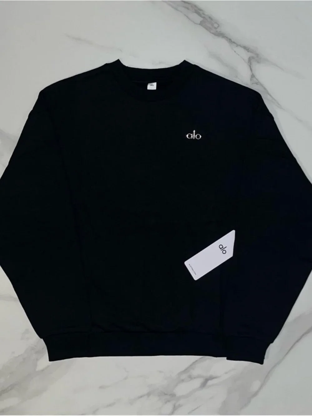 Alo Yoga Accolade Crew Neck Pullover Sweatshirt Black